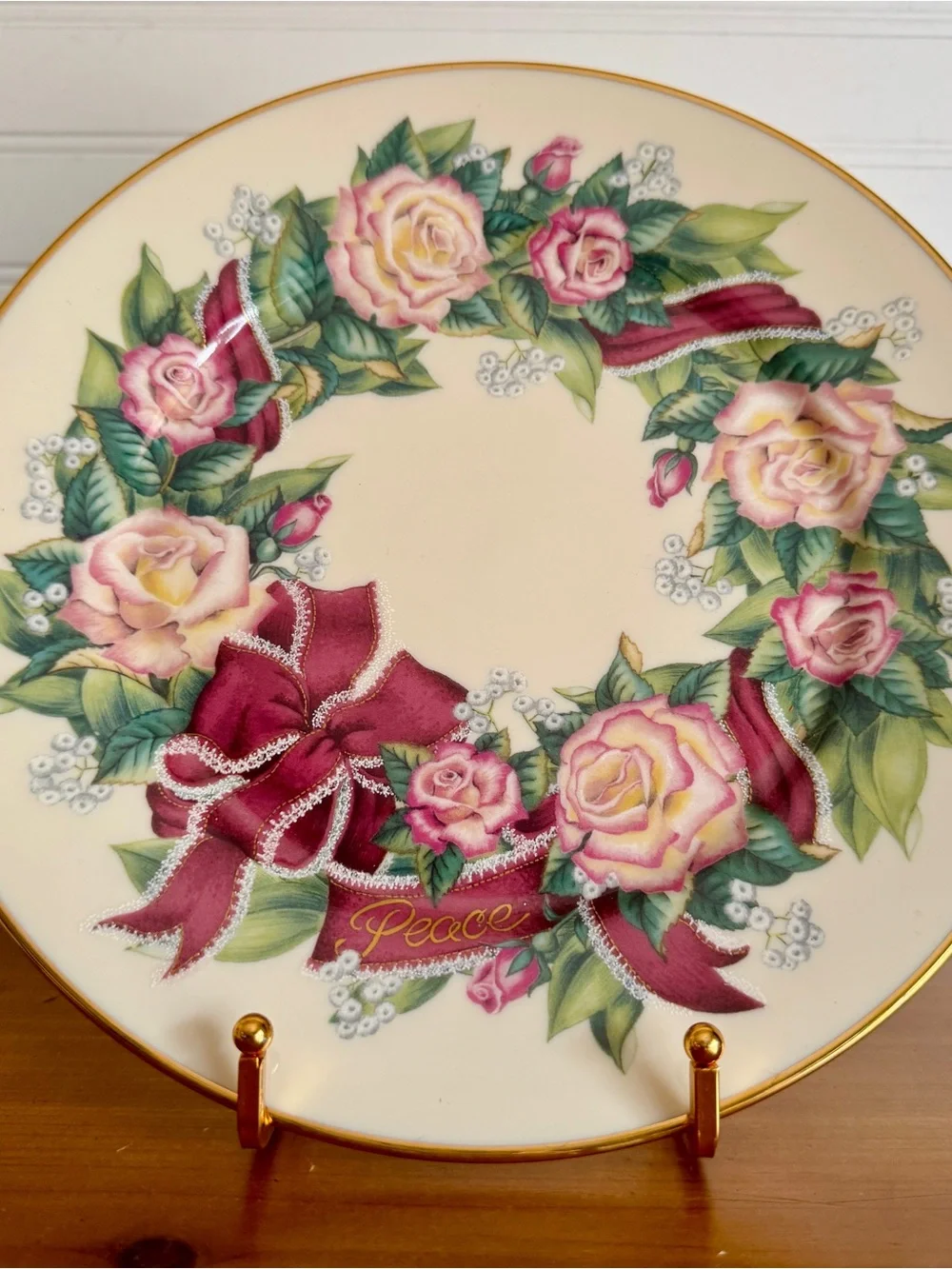 Vintage 1996 Lenox Sentiments of Roses “Peace” Plate